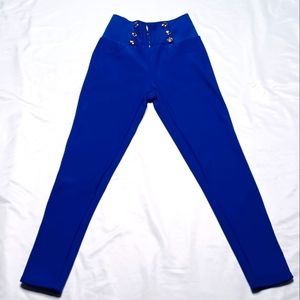 LA12ST Royal Blue High Waist Mid zipper Closure Skinny Pants One Size Fit Most